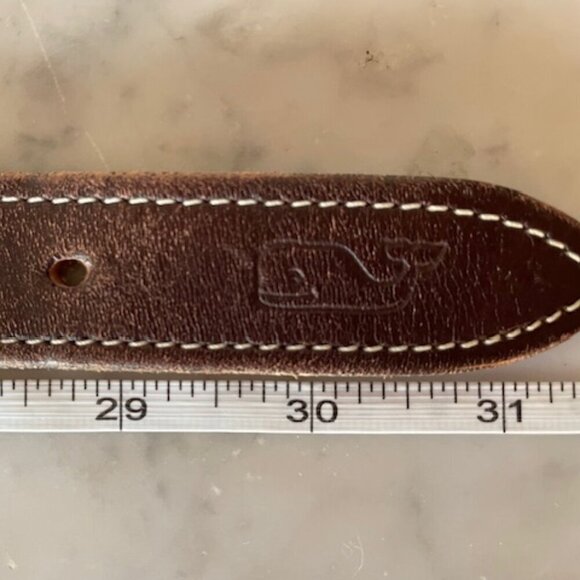 VINEYARD VINES Red Truck Christmas Tree Leather Fabric Canvas Belt 28 - Picture 15 of 16